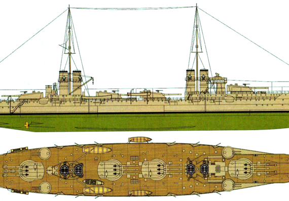 Combat ship RN Dante Alighieri 1919 [Battleship] - drawings, dimensions, pictures